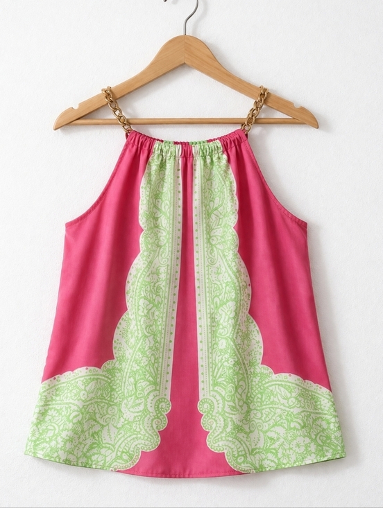 Lilly Pulitzer Tops - Lilly Pulitzer~Women Riviera Hotty Pink Day Breakers Tank Top~Silk~Lime Green~M